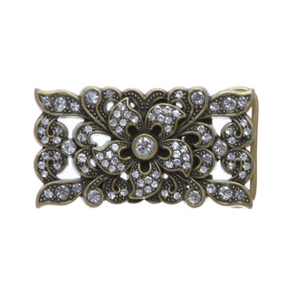 Western Double Layer Rhinestone Floral Belt buckle