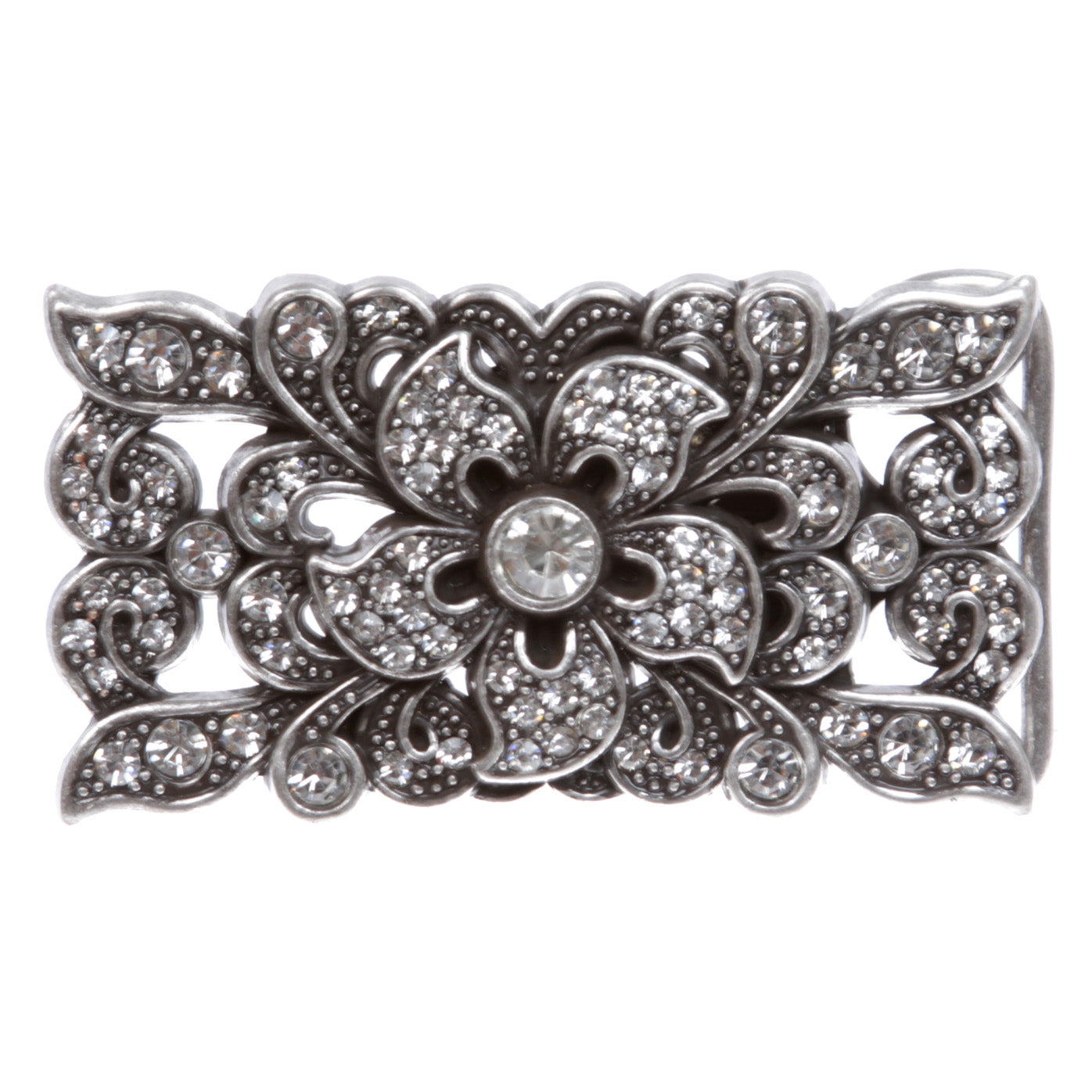 Western Double Layer Rhinestone Floral Belt buckle