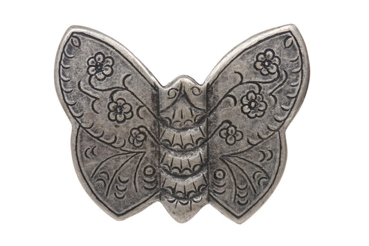 Western Butterfly Floral Engraving Antique Belt Buckle