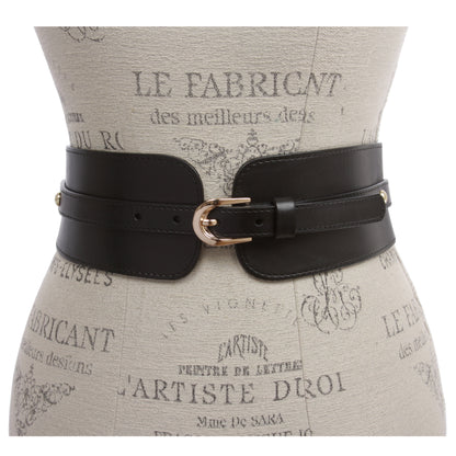 Women's High Waist Elastic Linked Cowhide Stretch Tapered Comfort Leather Belt