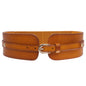 Women's High Waist Elastic Linked Cowhide Stretch Tapered Comfort Leather Belt