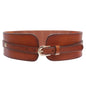 Women's High Waist Elastic Linked Cowhide Stretch Tapered Comfort Leather Belt