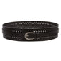 Women's 2 1/4" Wide High Waist Vintage Perforated Cowhide Leather Belt