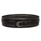 Women‘s Vintage Cowhide Leather Cutout Waist Belt with Skinny 3/4" Strap - 2 1/4" Wide