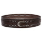 Women‘s Vintage Cowhide Leather Cutout Waist Belt with Skinny 3/4" Strap - 2 1/4" Wide