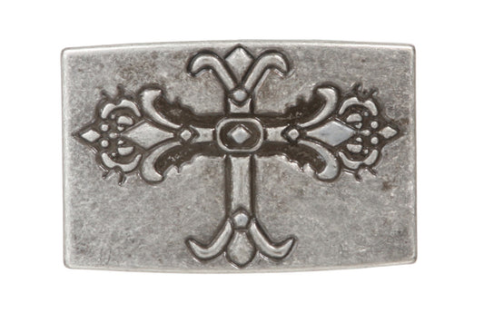 Religious Cross Rectangle Silver Belt Buckle