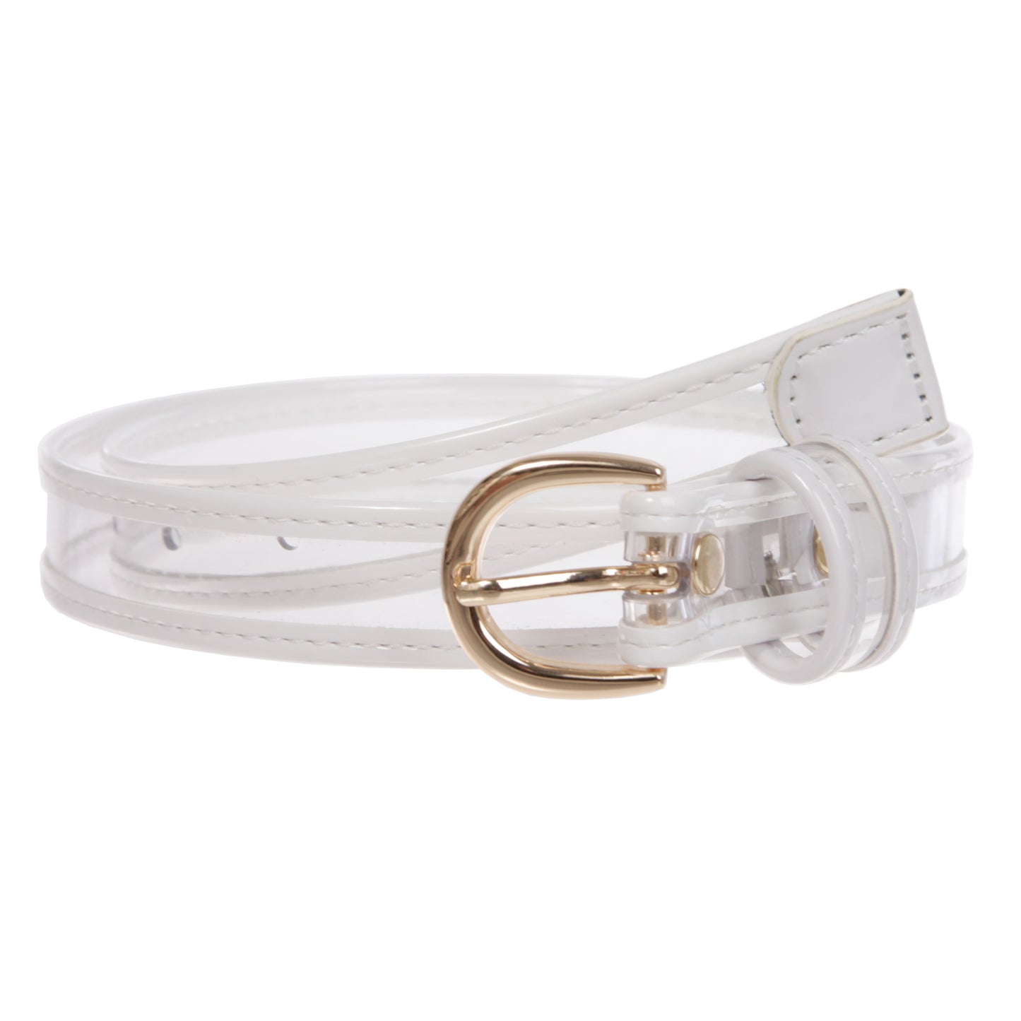 Kids 1" (25 mm) Color-Trimmed Patent Leather Transparent Jelly Clear Belt