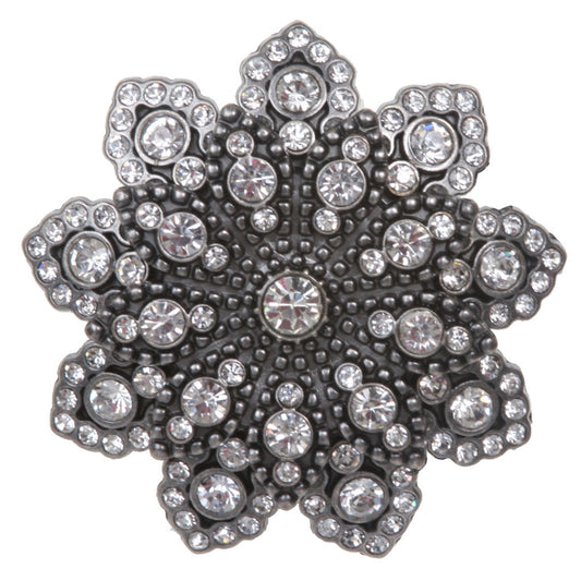 1 1/8" Double Layer Rhinestone Floral Nickel Free Belt Buckle