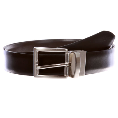 Men's Classic & Fashion Feather Edged Reversible Leather Dress Belt