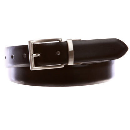 Men's Classic & Fashion Feather Edged Reversible Leather Dress Belt