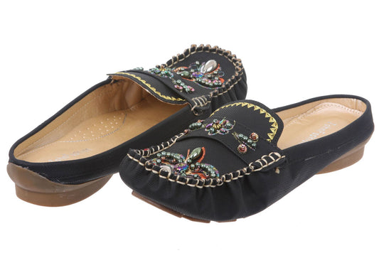 JOHN FASHION Embroidery Fleur De Lis Beads Sandal