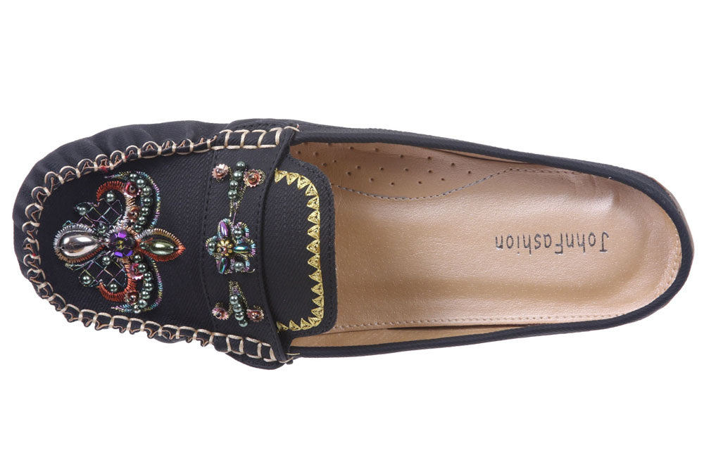 JOHN FASHION Embroidery Fleur De Lis Beads Sandal