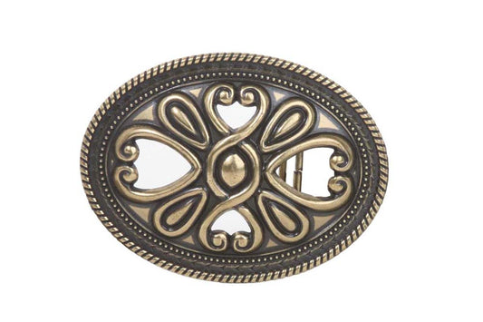 1 1/2" Cut Through Quad Heart Plaque Oval Buckle