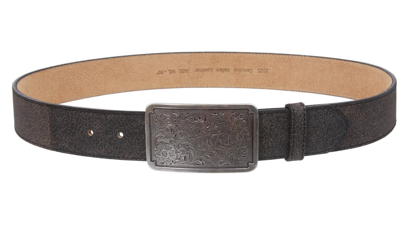 1 1/2" (38 mm) Snap On Distressed Genuine Leather Belt