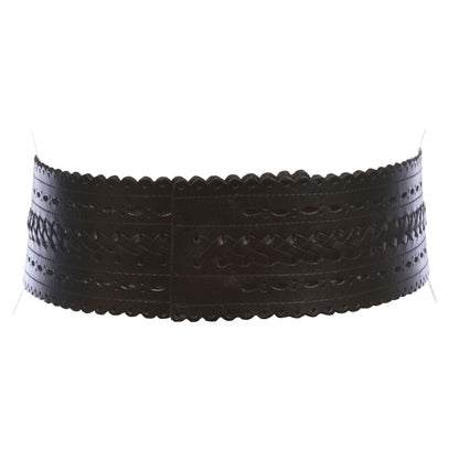 2 7/8" (72mm) Wide High Waist Perforated Braided Leather Belt