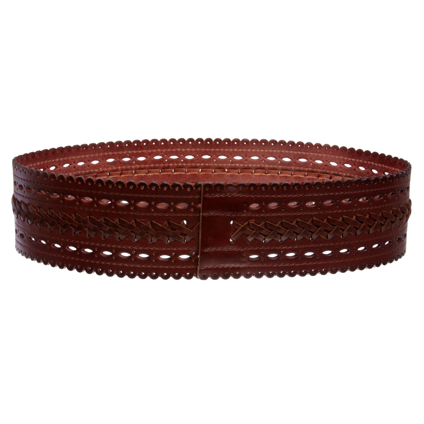 2 7/8" (72mm) Wide High Waist Perforated Braided Leather Belt