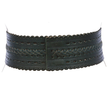 2 7/8" (72mm) Wide High Waist Perforated Braided Leather Belt