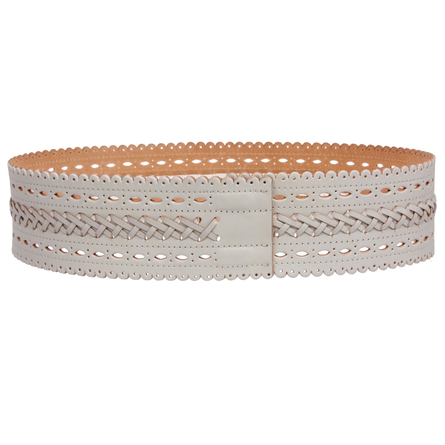 2 7/8" (72mm) Wide High Waist Perforated Braided Leather Belt