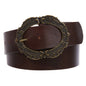 Women's 1 3/4" (45 mm) Wide High Waist Cow Leather Belt With Oval Engraving Brass Buckle