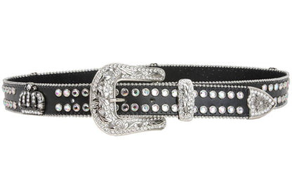 Western Rhinestone Crown Genuine Leather Belt