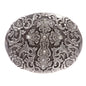 Western Antiqued Silver Cross & Rose Filigree with Rhinestones Oval Buckle