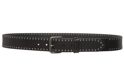 Genuine Vintage Retro Circle Studded Leather Belt - Interchangeable buckle