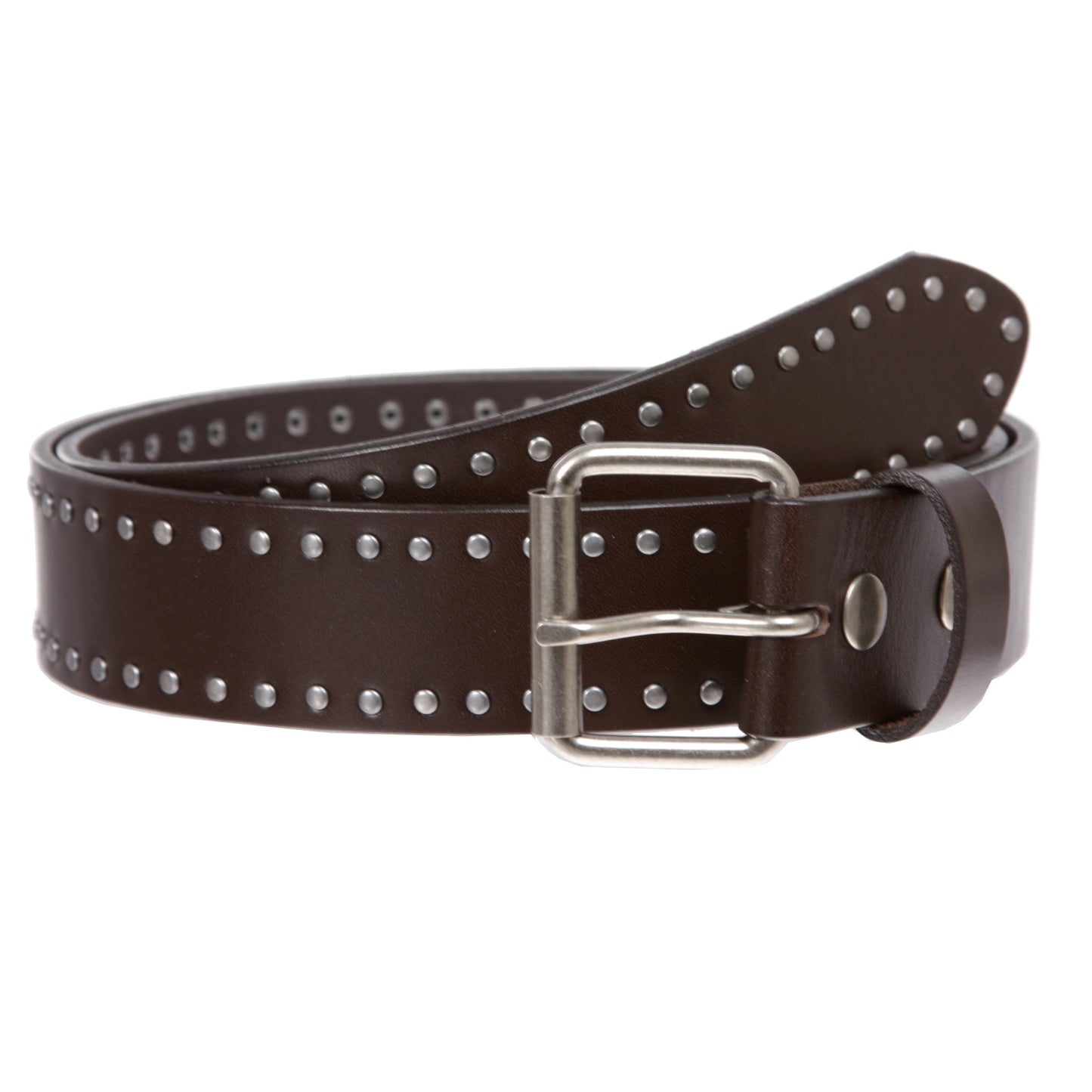 Genuine Vintage Retro Circle Studded Leather Belt - Interchangeable buckle