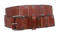 Snap On Oil-tanned Genuine Leather Studded Link Belt with Roller Buckle