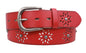 Women's Snap on Perforated Laser Cut Studded Leather Belt