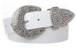 Womens Snap On Western Crocodile Print Rhinestone Leather Belt