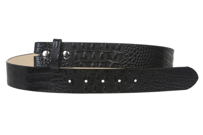 Snap On 1 1/2"  Croco Embossed Leather Belt Strap