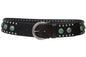 Womens 2 1/4" Harness Wide Contour Circle Studded Solid Leather Belt