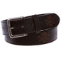 Vintage Stitching-Edged Distressed Embossed Skull & Cross Bones Leather Belt