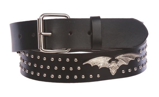 Snap On Bats & Pirate Silver Circle Studded Belt