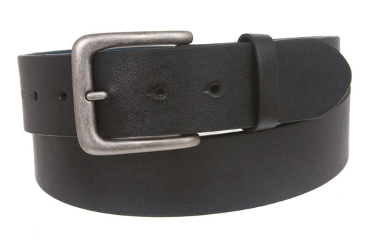 Snap On 1 1/2" Rectangular Plain Leather Belt