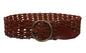 Women's 3" Wide Perforated Waist Braided Woven Solid Vintage Leather Round Belt