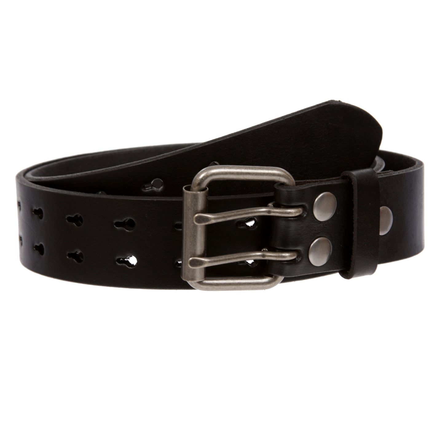 Men's 1.5" Snap-On Heavy Duty Leather Belt with Double Roller Buckle