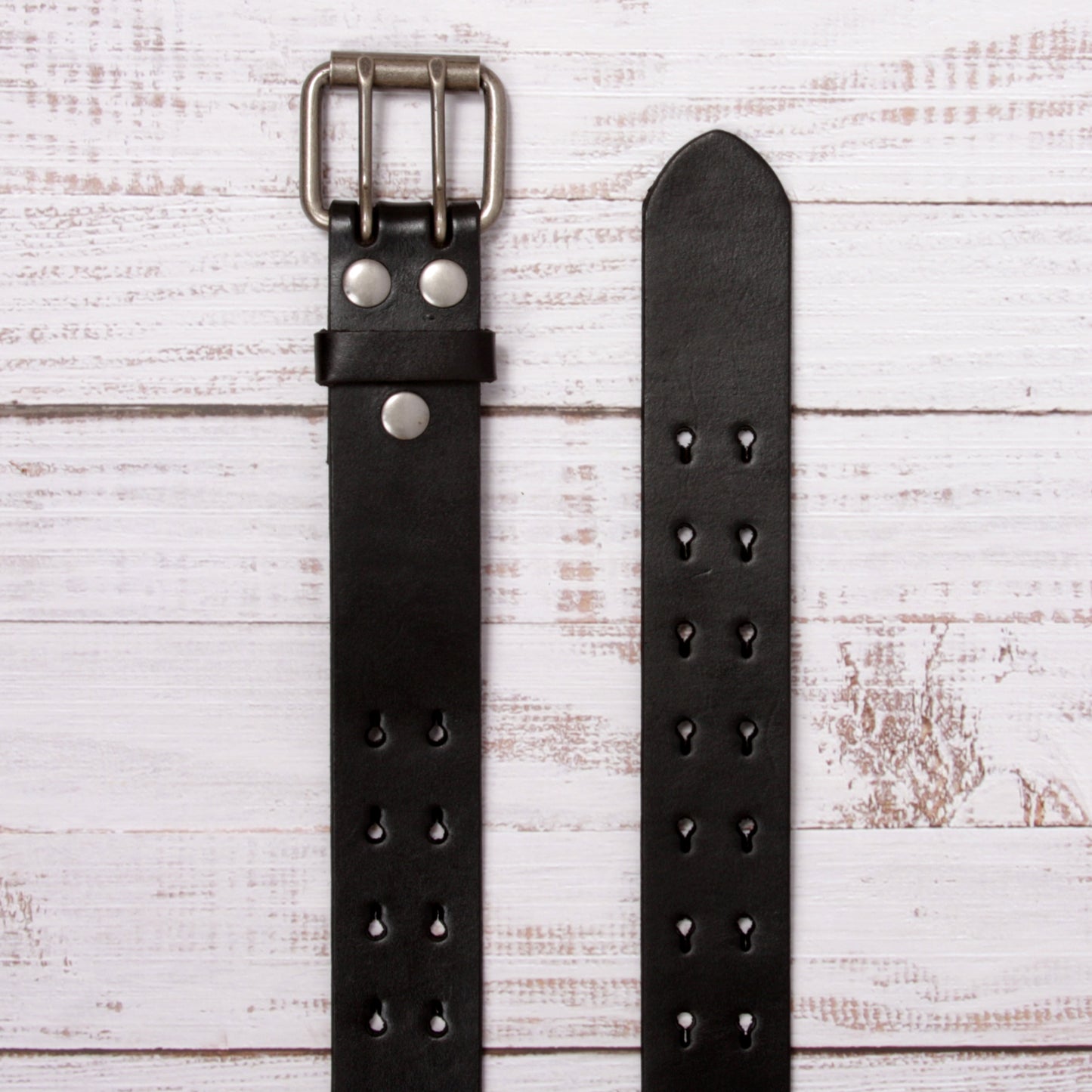 Men's 1.5" Snap-On Heavy Duty Leather Belt with Double Roller Buckle
