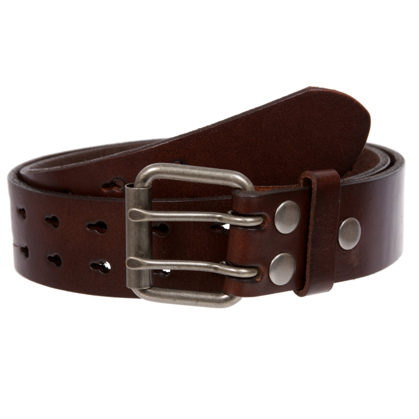 Men's 1.5" Snap-On Heavy Duty Leather Belt with Double Roller Buckle