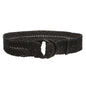 Women's 2 1/4" Wide Braided Genuine Leather Waist Belt with Double O-Ring Buckle for Dresses