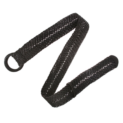 Women's 2 1/4" Wide Braided Genuine Leather Waist Belt with Double O-Ring Buckle for Dresses