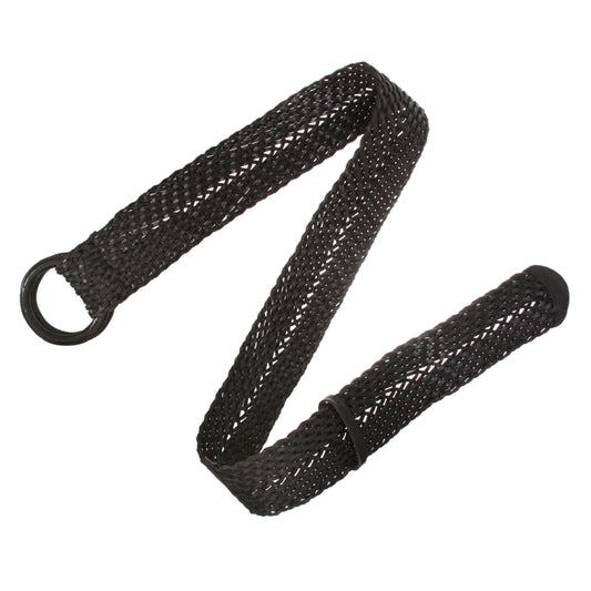 Women's 2 1/4" Wide Braided Genuine Leather Waist Belt with Double O-Ring Buckle for Dresses