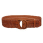 Women's 2 1/4" Wide Braided Genuine Leather Waist Belt with Double O-Ring Buckle for Dresses