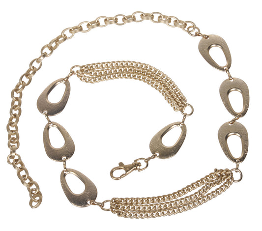 Women's Metal Oval Circle Chain Belt