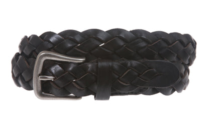 Women's 1 1/8" Braided Woven Skinny Narrow Leather Belt