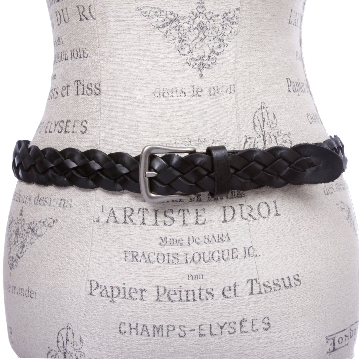 Women's 1 1/8" Braided Woven Skinny Narrow Leather Belt