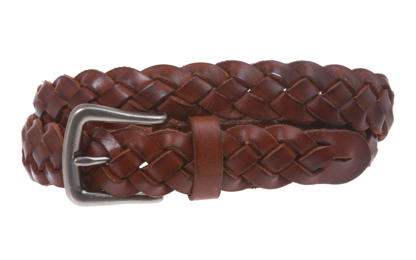 Women's 1 1/8" Braided Woven Skinny Narrow Leather Belt