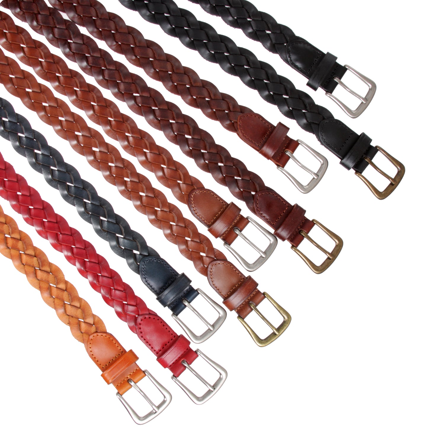 Women's 1 1/8" Braided Woven Skinny Narrow Leather Belt