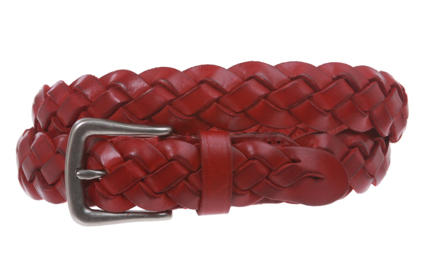 Women's 1 1/8" Braided Woven Skinny Narrow Leather Belt