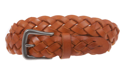 Women's 1 1/8" Braided Woven Skinny Narrow Leather Belt